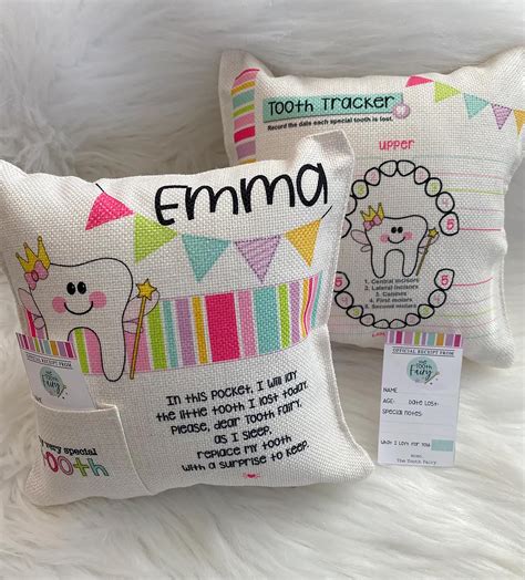 personalised tooth fairy pillow|tooth fairy pillow sayings personalized.